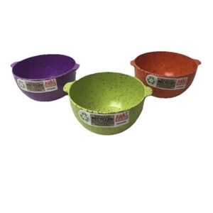 ZAK Confetti 3-piece Prep Condiment Bowl w/ Tab Handle Orange Purple Lime Green